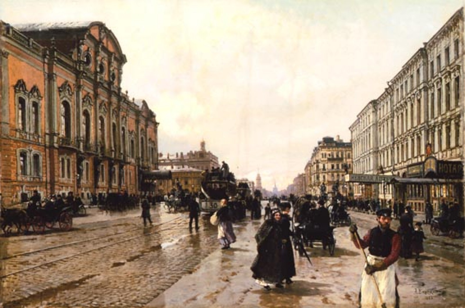Imatge de 'El matí a Nevsky Prospekt' (1886), del pintor rus Alexander Beggrov