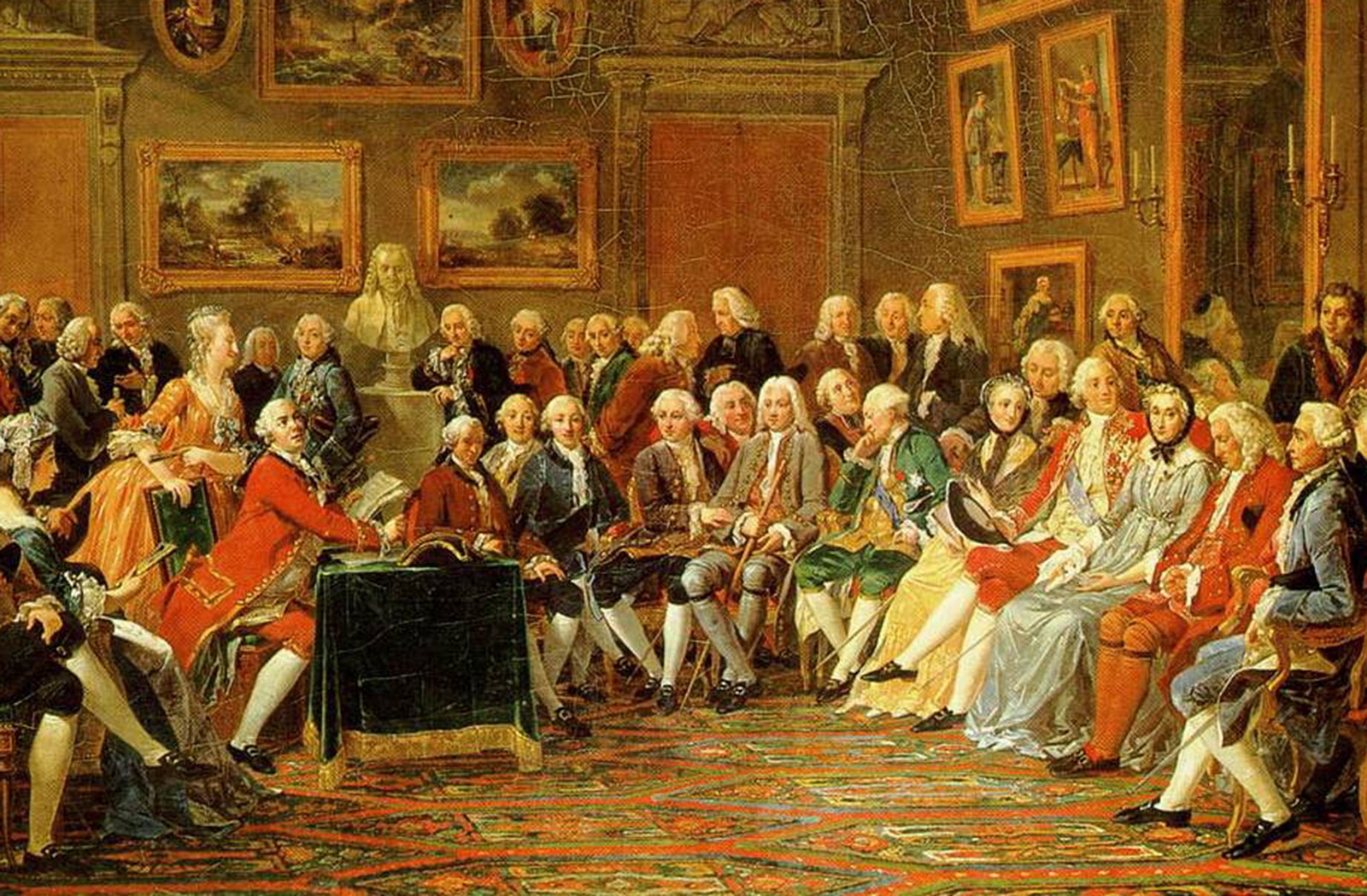 'Lectura de la tragèdia de Voltaire: «L’orfe de la Xina», en el saló de Madame Geoffrin el 1755', Gabriel Lemonnier (1812)