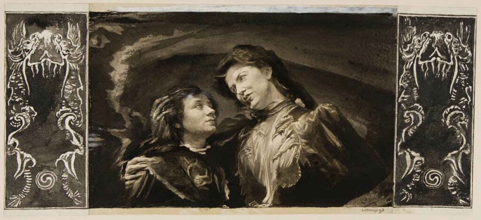 Il·lustració de John La Farge per a la portada d’Un altre pas de rosca, el títol original havia de ser The Child Magnetized by the Nurse, publicat al Collier’s Weekly (27 de gener, 1898). Fotografia: Harvard Art Museum