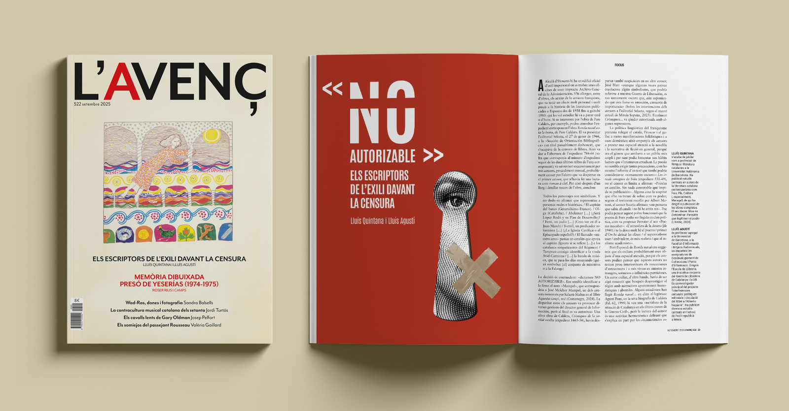 A la coberta, il·lustració de Roser Rius ('Memòria dibuixada', L'Avenç, 2025), i a l'interior article sobre la censura