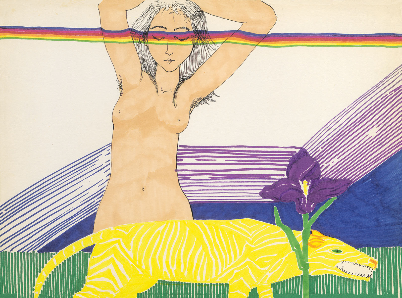 Il·lustració amb la llegenda «després del 8 de maig de 1976 en què vaig pensar que feliçment soc una dona» al darrere.